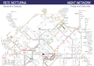 Stampa la mappa della Linee di trasporto notturna